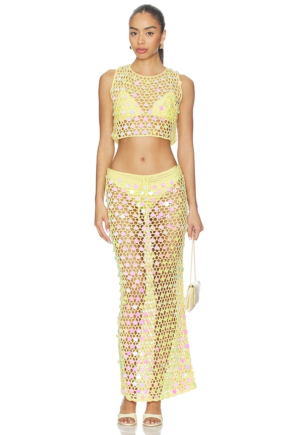 Superdown retailer photo: Coralie Maxi Skirt Set · Yellow