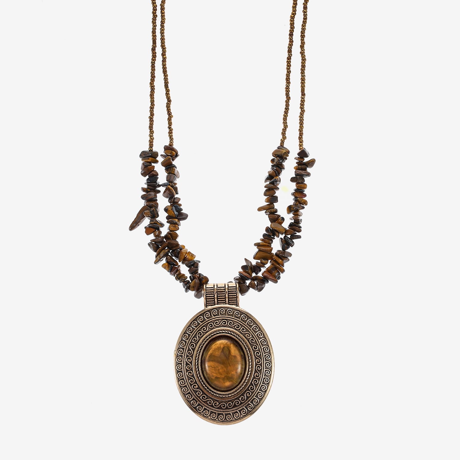 Mixit retailer photo: Mixit Gold Tone Brown Pendant Necklace