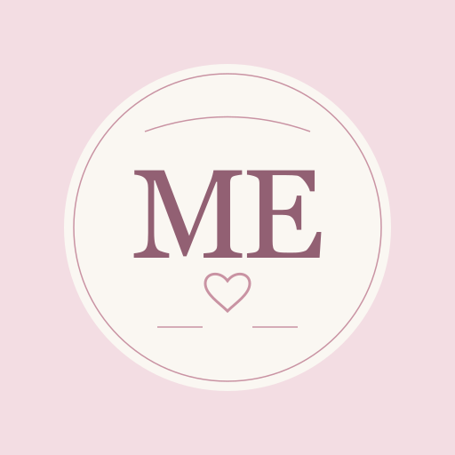 Melanie Elisa app icon: a dusty rose ME monogram and heart on ivory and blush