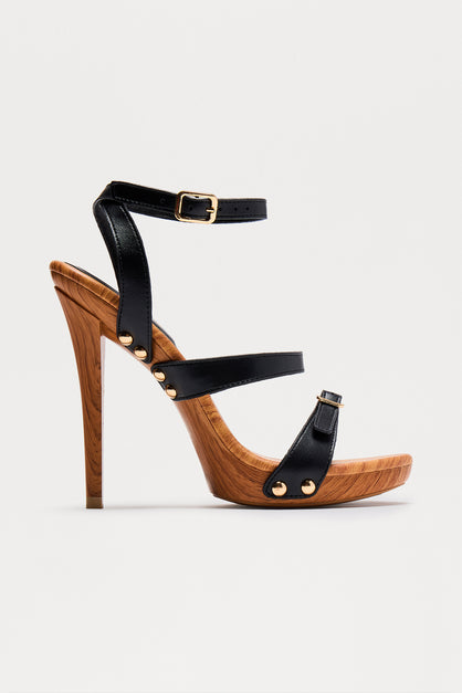 Fashion Nova retailer photo: Cedar Heeled Sandals · Black
