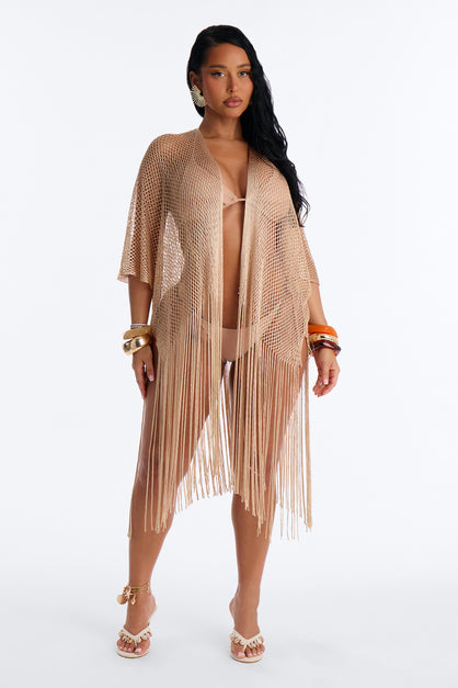 Paula Shimmer Fringe Swim Cover Up · Gold